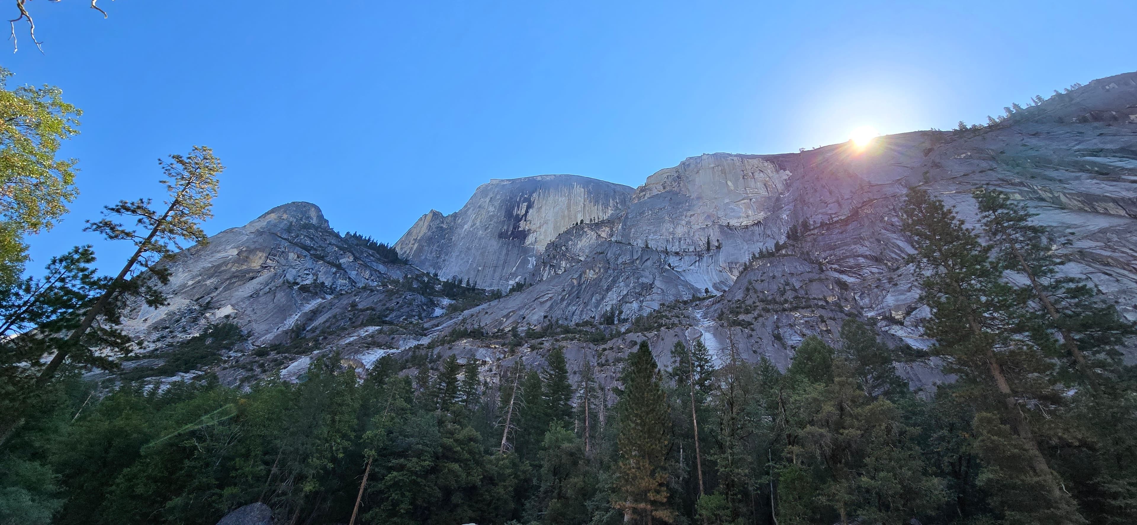 Yosemite peaks against blue sky