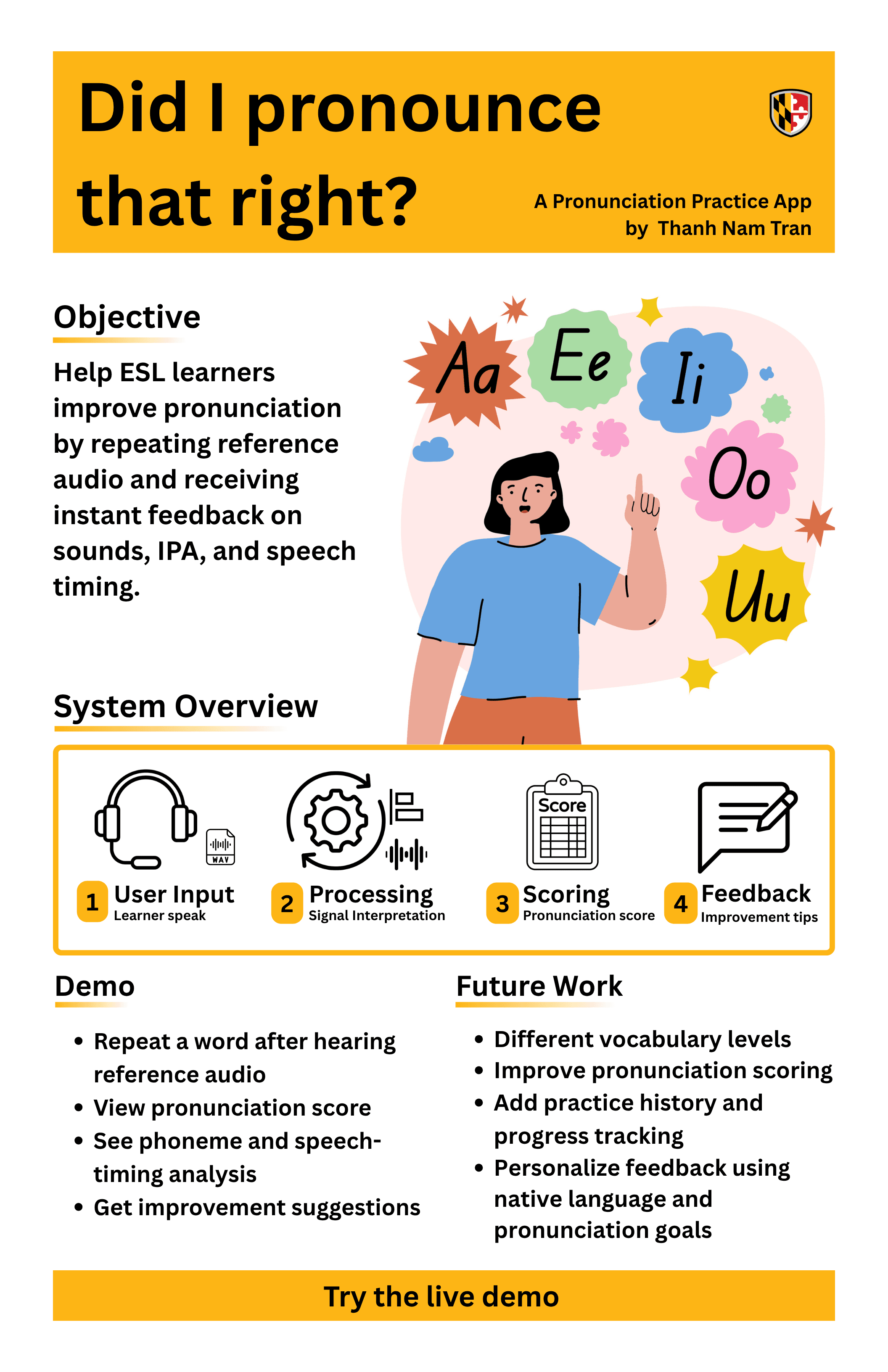 CS673 project poster — Did I pronounce that right?